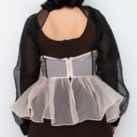 PLUS BLACK TIE PEPLUM BLOUSE ( BRAND NEW !!!!!! ) - Picture 5 of 8